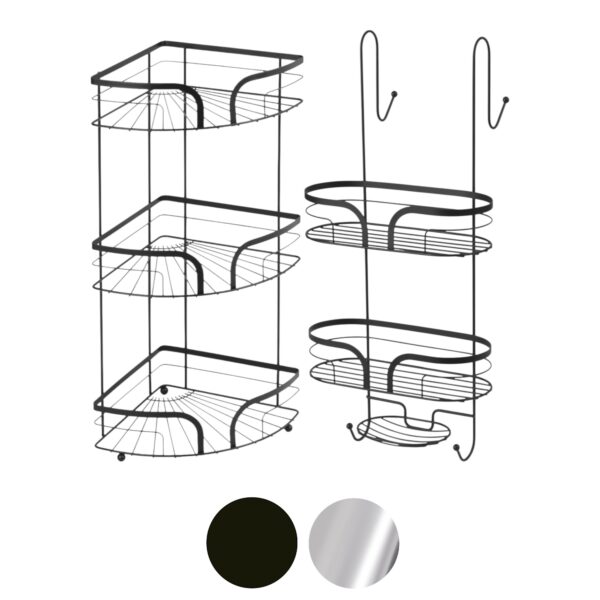 Dante Steel Corner Caddy and 2 Tier Shower Caddy - Bathroom Caddies and Baskets