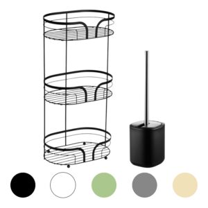Dante Steel Floor Caddy with Toilet Brush and Holder - Bathroom Caddies and Baskets