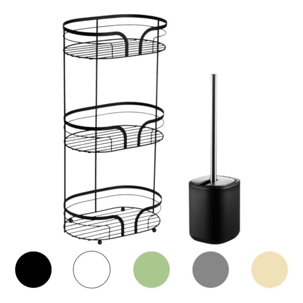 Dante Steel Floor Caddy with Toilet Brush and Holder - Bathroom Caddies and Baskets
