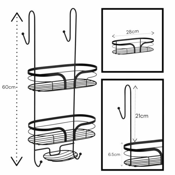 Dante Steel Freestanding Floor Caddy and 2 Tier Shower Caddy - Bathroom Caddies and Baskets