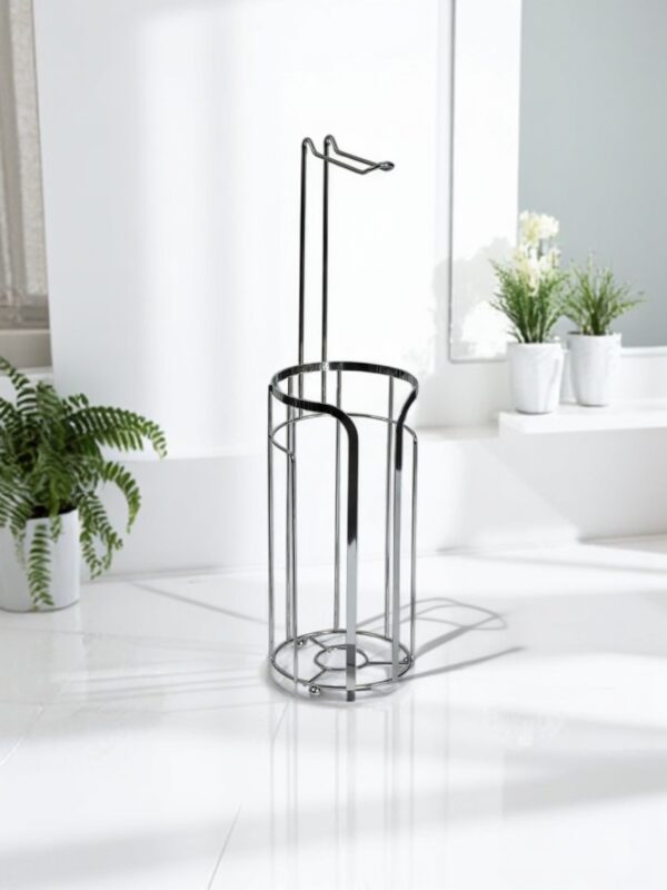 Dante Steel Toilet Roll Holder & Spare Roll Combination - Free Standing Toilet Roll Holders
