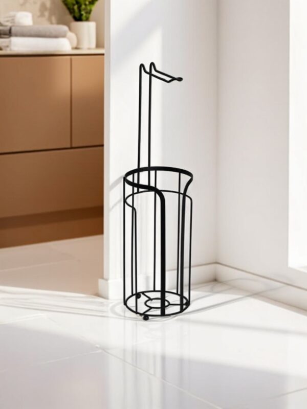 Dante Steel Toilet Roll Holder & Spare Roll Combination - Free Standing Toilet Roll Holders