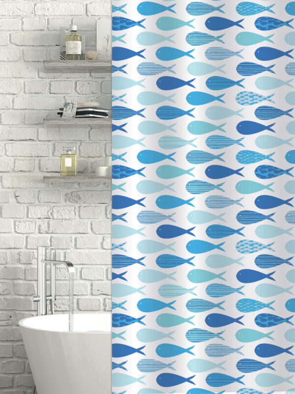 Aquarium White & Blue Shower Curtain - Shower Accessories