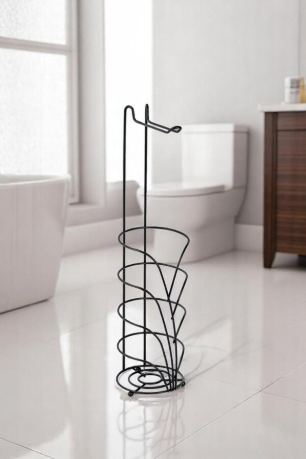 Vertu Steel Toilet Roll Holder & Spare Combination - Free Standing Toilet Roll Holders