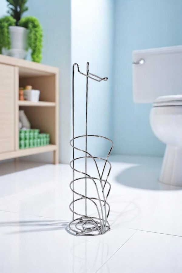 Vertu Steel Toilet Roll Holder & Spare Combination - Free Standing Toilet Roll Holders
