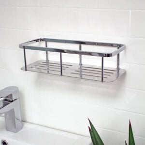 Contempo Wall Mounted Chrome Bottle Basket - Shower Caddies & Bathroom Storage