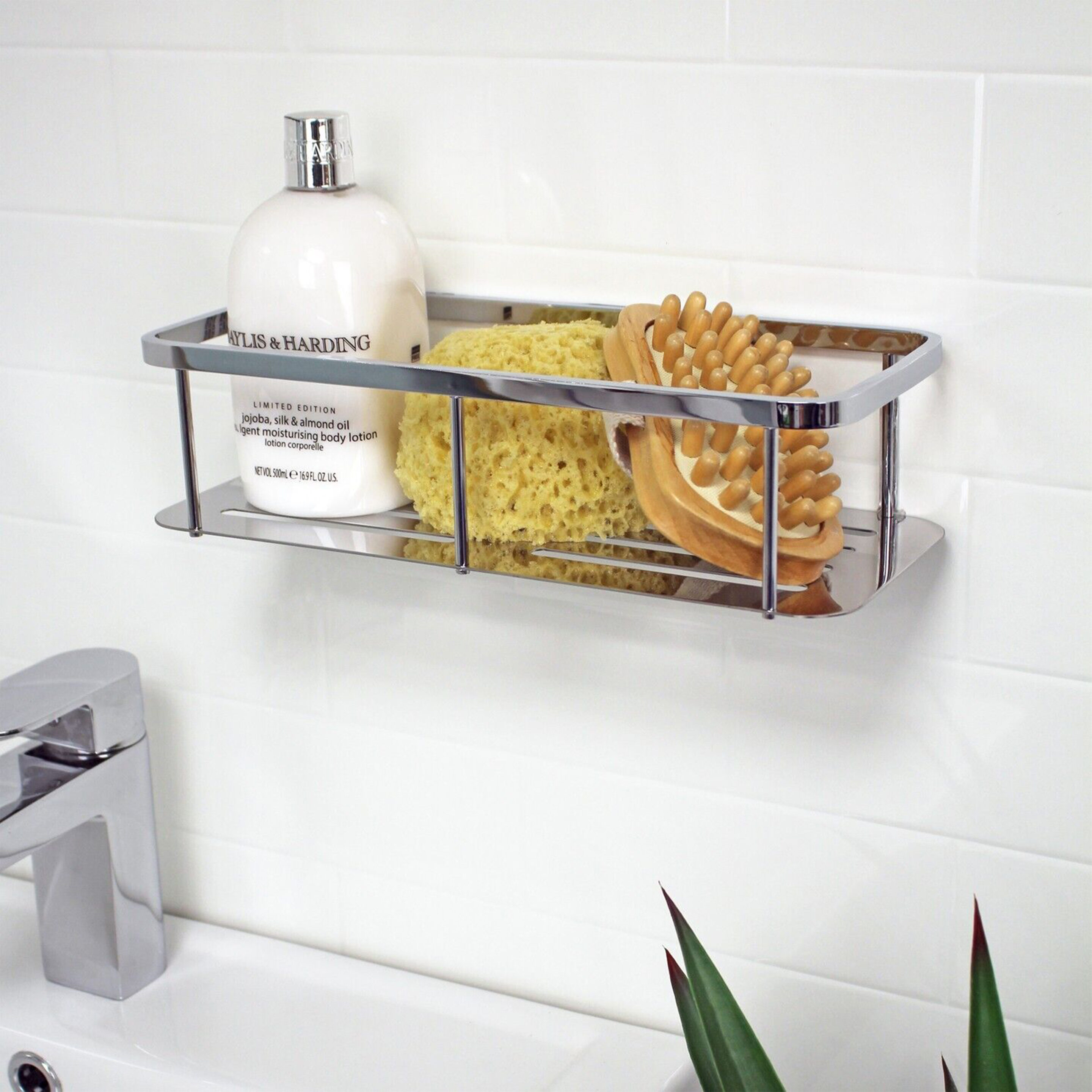 Contempo Wall Mounted Chrome Bottle Basket Contempo Wall Mounted Chrome Bottle Basket - Shower Caddies & Bathroom Storage