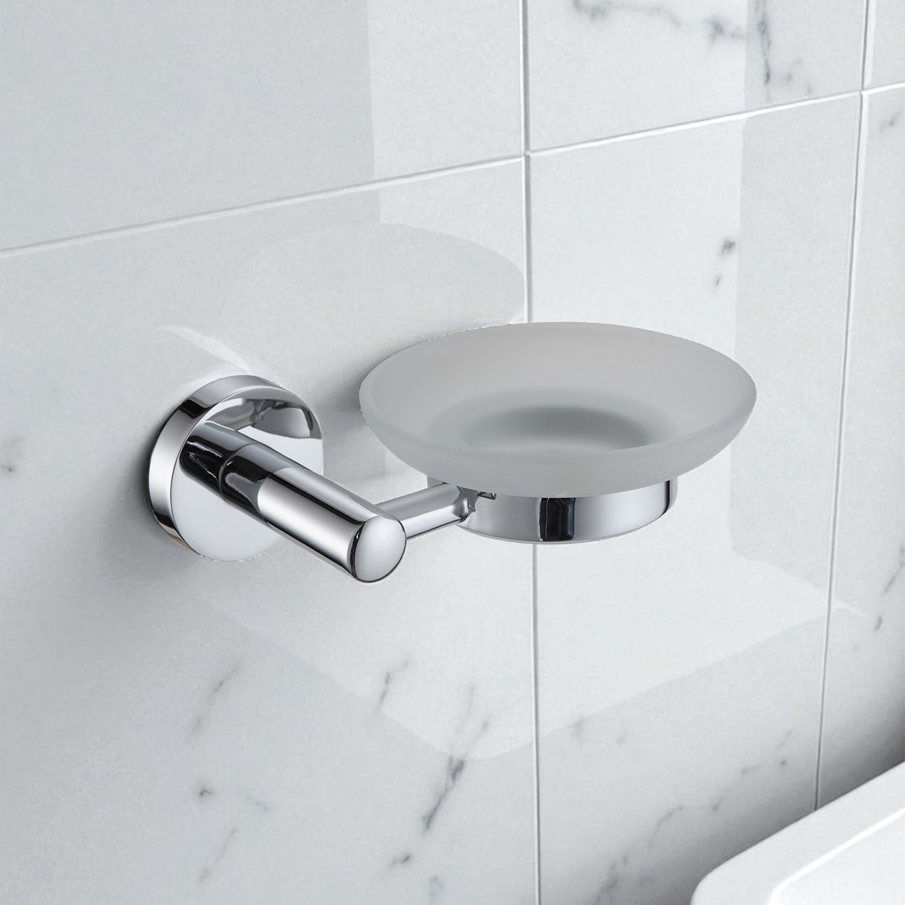 Modernity Chrome & Frosted Glass Wall Mounted Soap Dish Modernity Chrome & Frosted Glass Wall Mounted Soap Dish - Soap Dishes