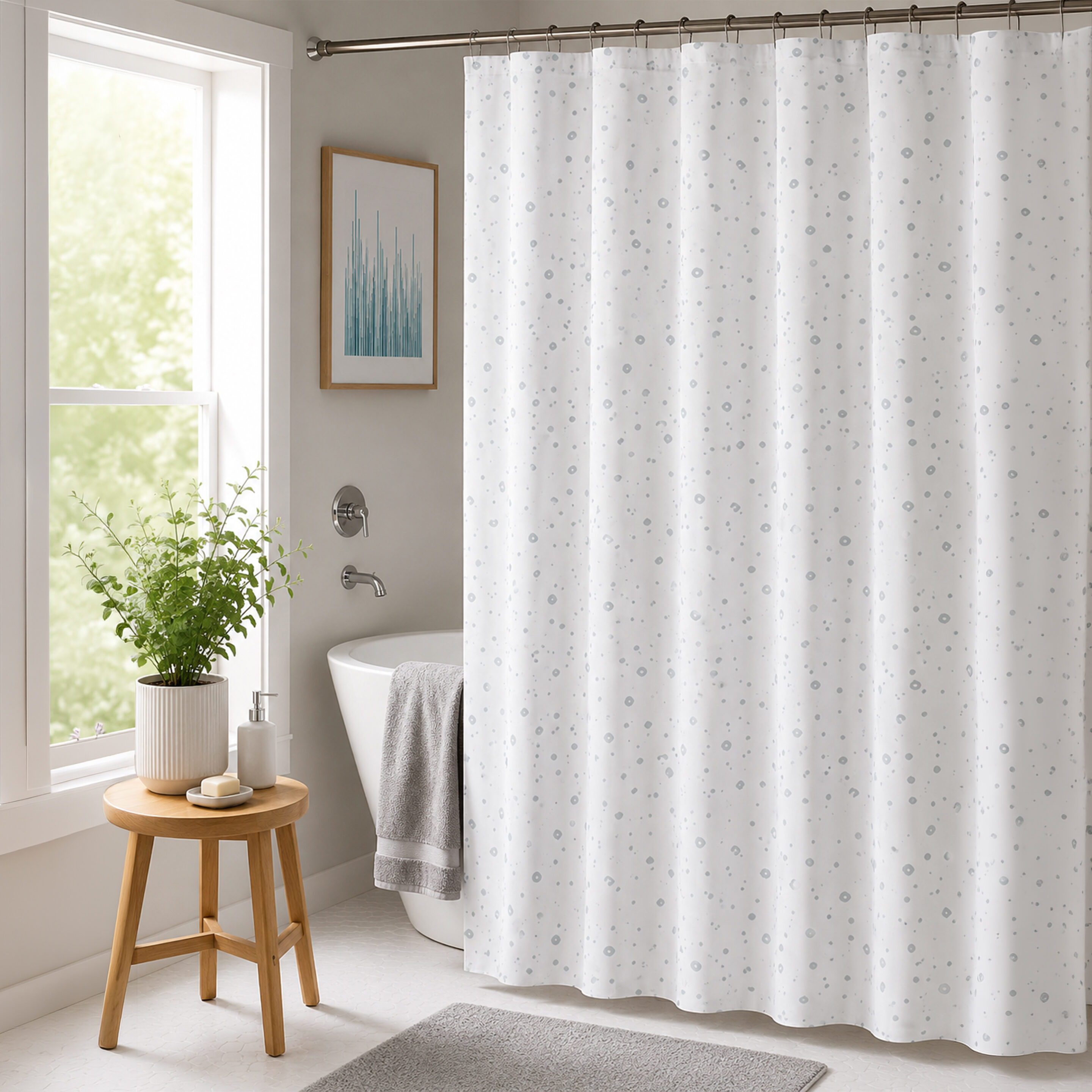 Droplets White Shower Curtain Droplets White Shower Curtain - Shower Accessories